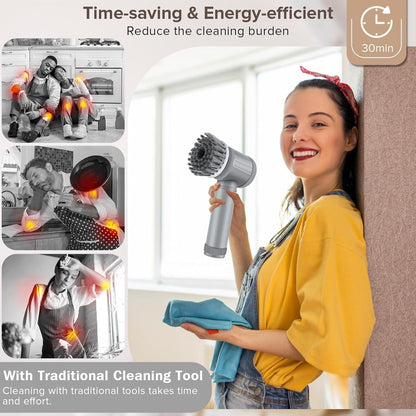 Electric Spin Scrubber UK | Power Bathroom & Kitchen Cleaning Brush with 5 Heads