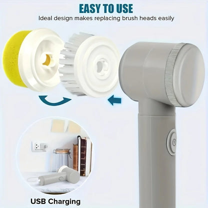 Electric Spin Scrubber UK | Power Bathroom & Kitchen Cleaning Brush with 5 Heads