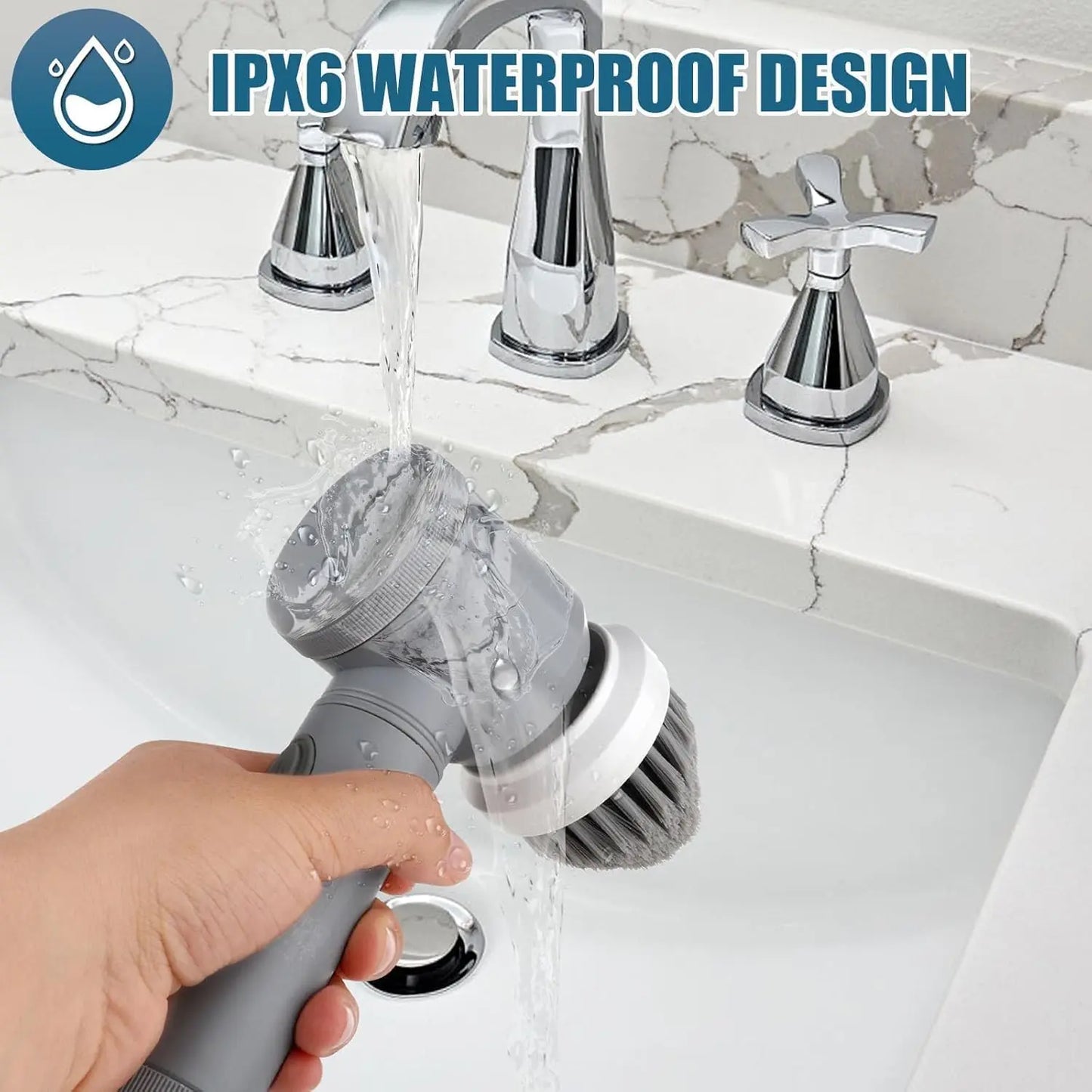 Electric Spin Scrubber UK | Power Bathroom & Kitchen Cleaning Brush with 5 Heads