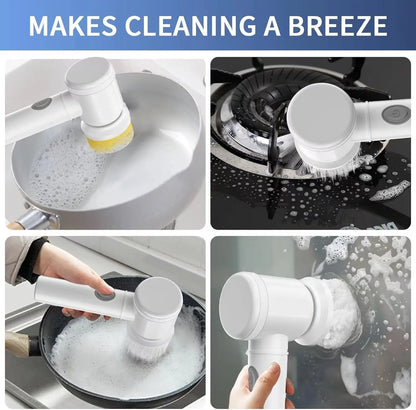 Electric Spin Scrubber UK | Power Bathroom & Kitchen Cleaning Brush with 5 Heads