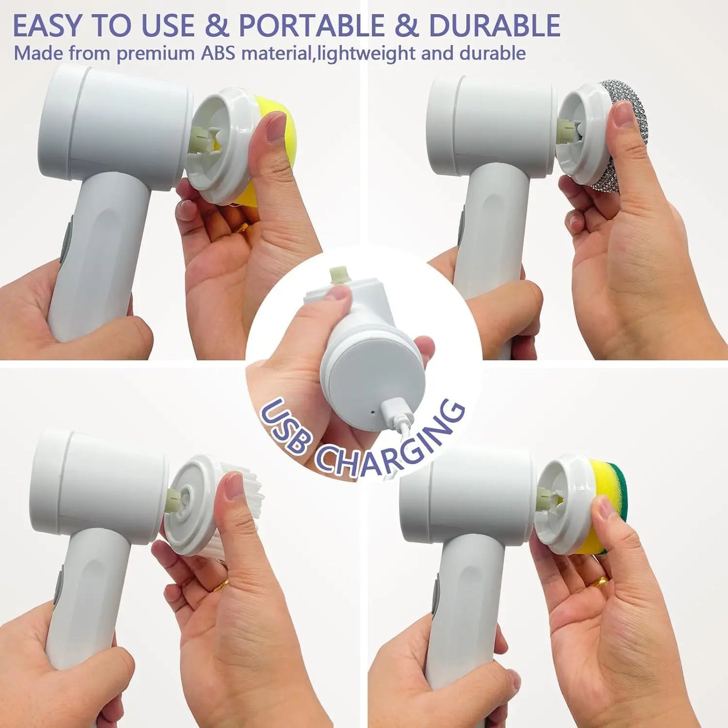 Electric Spin Scrubber UK | Power Bathroom & Kitchen Cleaning Brush with 5 Heads