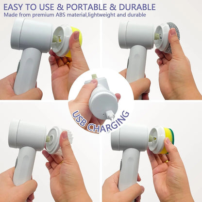 Electric Spin Scrubber UK | Power Bathroom & Kitchen Cleaning Brush with 5 Heads