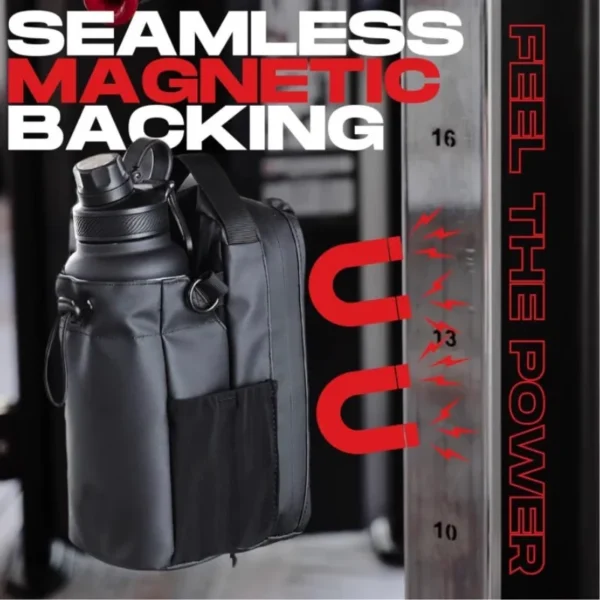 Magnetic Gym Bag with Phone Pocket & Water Bottle Pouch