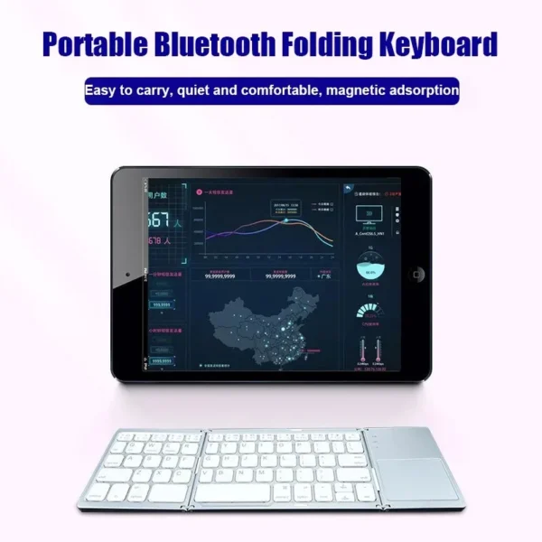 Portable wireless mini keyboard open with touchpad