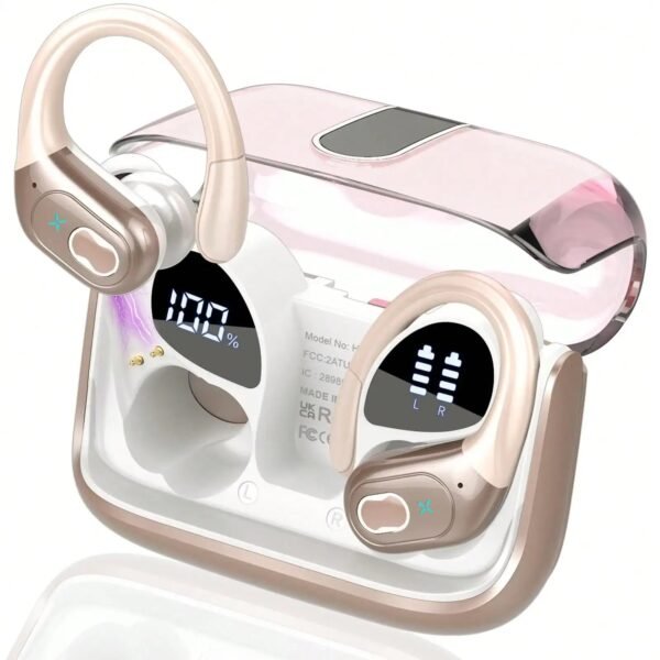 Wireless earbuds noise cancelling with 75-hour battery life Rose gold